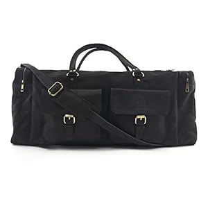 A.P. Donovan A.P. Donovan - Große Reisetasche aus schwarzem Leder | Weekender | Duffle Bag | Sporttasche | Fitnesstasche