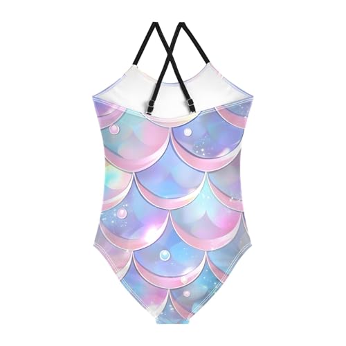 Image of senya Girls Swimsuits Dreamy Mermaid Scales Pearls One-Piece Swimwear Quick Dry Girls Bathing Suits for 3 Years Old