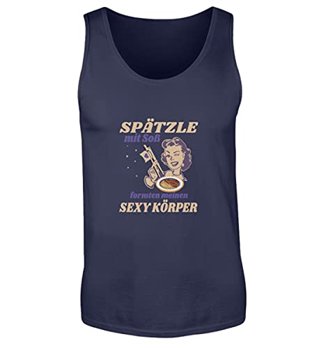 Camiseta de tirantes para hombre Spätzle mit Soß en azul marino talla XL