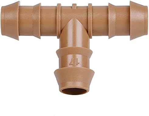 JAYEE 25 Pack Drip Irrigation Barbed Tee Fittings (17mm) for 1/2" Drip Hose(0.600”ID) ，Sprinkler Tubing Connector for Drip System