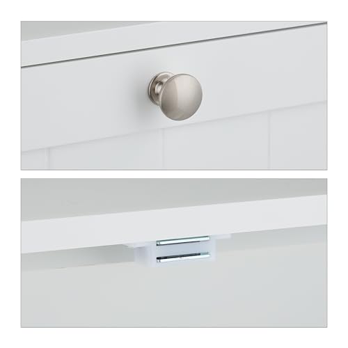 Relaxdays Futterschrank Hund, Schublade mit 2 Fressnäpfen, Kippfach für Tierfuttter, HxBxT: 68 x 60 x 33 cm, MDF, weiß