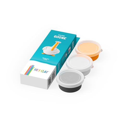 Image of HEY CLAY Modelling Air-Dry Clay with Fun Interactive App - Non-Toxic, Non-Stick Modeling Clay Crafts Set for Kids Ages 3 to 8-3 cans (Farm Birds: Goose)