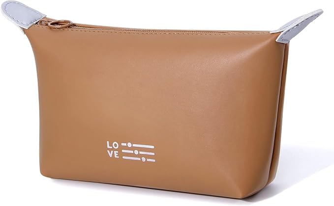 Image of Triangle Makeup Bag Dumpling Travel Bag Small Makeup Bag Mini Cosmetic Bag for Women Waterproof Makeup Pouch with Zipper Portable Makeup Organizer Bag Leather Small Bag