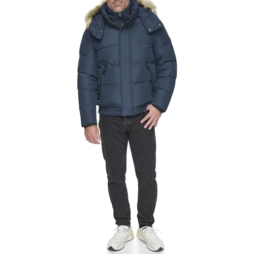 Image of Andrew Marc Men's Short Quilted Inner Bib Attached Umbra Down Bomber With Hybrid Down Fill