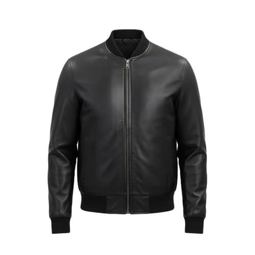 Cuir Jackets Mens Varsity Style Genuine Leather Bomber Jacket - Casual Real Lambskin Mens Leather Jacket Moto Jacket Men