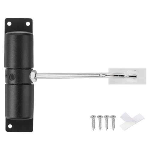 sourcing map 128mm/5.04 Spring Door Closer, Aluminum Alloy Automatic Door Closers with Adjustable Closing Speed for Home Self-Closing 20-40kg Door, Black