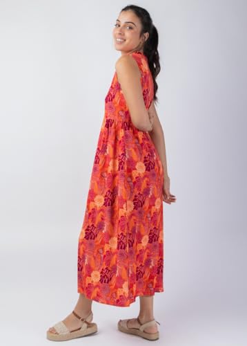 Robe longue été boheme ample fleurie orange chic Veronica