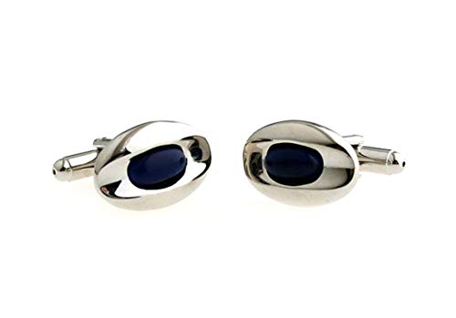 Conjunto Daesar Mancuernillas y Gemelos Ovalados Azules miniatura 2