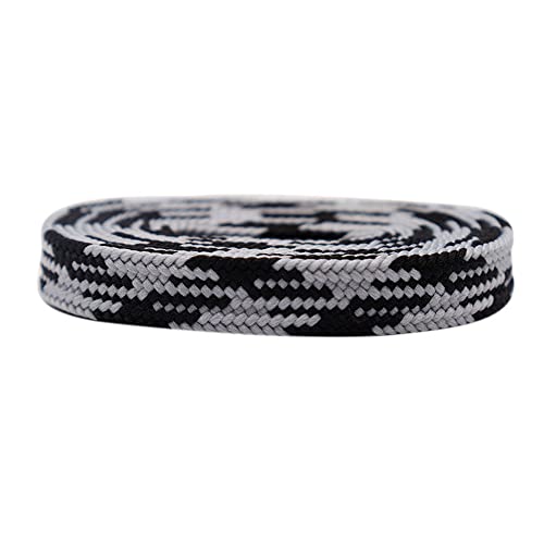 GIVBRO Flätade skosnören breda platta skosnören – diamantmönstrade skosnören skor strängar för vardagliga skotillbehör, 160 cm (svart/grå)