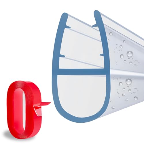Duschdichtung 6mm | duschdichtungen für duschtüren 90cm (L) | duschtürdichtung unten Modell "A" | dichtung dusche glastür für 6 bis 8 mm dicke | Verstellbar | Hart-PVC | Transparentes glas farbe.