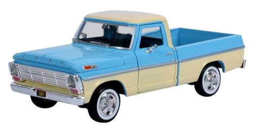 1969 F-100 Pickup Truck Light Blue and Cream Timeless Legends Series 1/24 Diecast Model Car by Motormax 79315LTBL