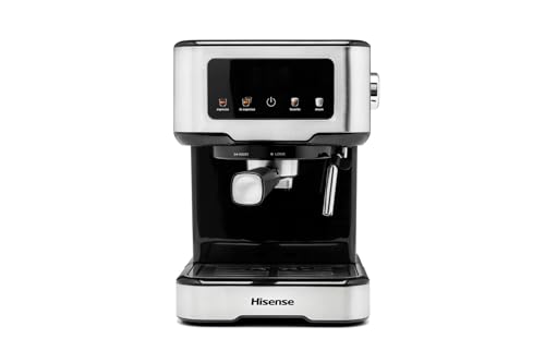Hisense HESCM15CD NUOVA Macchina da caffè Espresso Manuale, per Macinato e compatibile con Cialde ESE 44 mm, Pressione 15 bar, Schermo Touch, 1100W, Silver, 27.4x30x27.2 cm