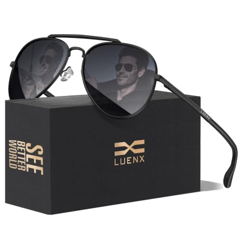 LUENX Aviator Sunglasses for Men Women Polarized Driving Classic Shades - UV 400 Protection with Accessories