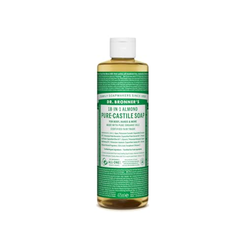 Dr. Bronner’s Savon Liquide Bio 18-en-1 Amande 475 ml | Savon Naturel Multiusage Corps, Visage et Cheveux | Parfum Amande Doux et Réconfortant | Vegan et Huiles Bio