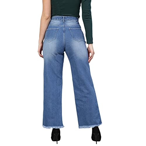 Image of KOTTY Women's High Rise Cotton Lycra Blend Ankle Length Relaxed Fit Jeans