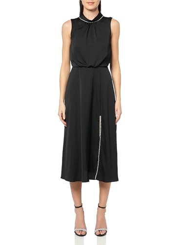 Robe midi sans manches pour vos soirées habillées et cocktails chics en noir taille 46