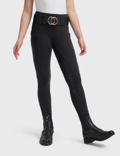 Image of FitsT4 Sports Girls Horse Riding Pants Full Seat Equestrian Pants Pockets