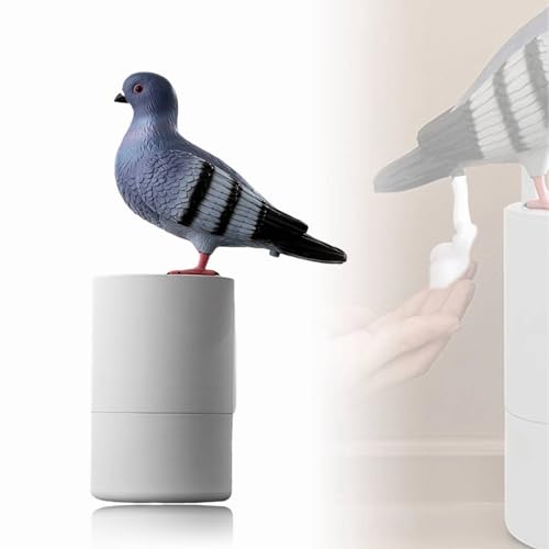 Bird of Peace Foam Soap Dispenser - Funny Pigeon Poop Induction Hand Washer Automatic Soap Dispenser for Kitchen & Bathroom (Gray)