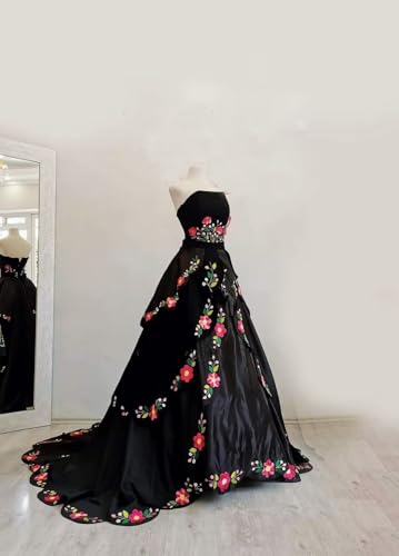 Three Layers Embroidered Quinceanera Dresses A-line Strapless Formal Evening Dress Corset 20252