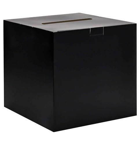 Image of SietDESEO Black Card Box for Party 9.8 inch x 9.8 inch Large Gift Card Box Holder for Wedding Reception Baby Shower Birthday Graduation Card Box