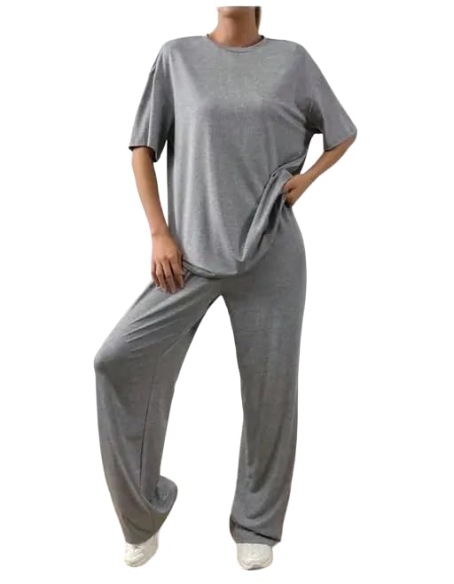 my swag Womens 2 Piece Outfits Co Ords Set Casual Half Sleeves Round Neck T-Shirts & Pants Pajama Set Cods Set for Women & Girls-picture-7