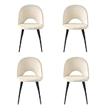 GrandCA HOME Pack de 4 Sillas de Comedor Modernas, Tapizadas en Terciopelo Holandés Suave al Tacto con Patas de Metal, Ideales para Comedores, Salas de Estar y Dormitorios - Beige