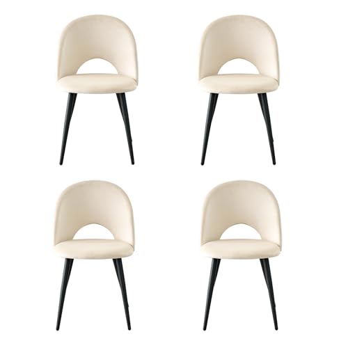 GrandCA HOME Pack de 4 Sillas de Comedor Modernas, Tapizadas en Terciopelo Holandés Suave al Tacto con Patas de Metal, Ideales para Comedores, Salas de Estar y Dormitorios   Beige