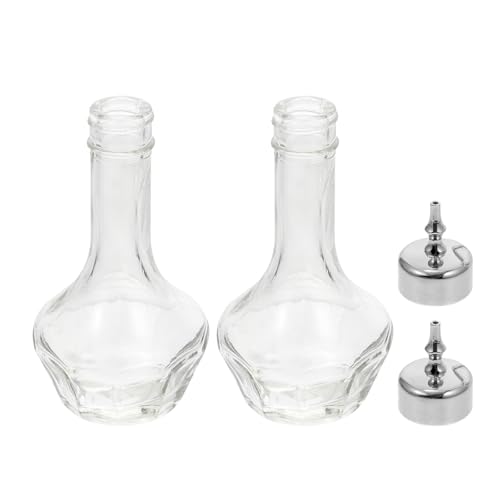 NULYLU Botellas de Vidrio para Cócteles 2 Piezas de 50 Ml con Diseño a Prueba de Fugas para Bar y Cocina, Ideales para Mezclar y Servir Amargos y Licores