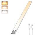 Under Cabinet Lighting 16.54inch 2500mAh Rechargeable Kitchen Lights Under Cabinet 3 Color and Brightness Adjustable Motion Sensor Under Counter Light Fixtures for Kitchen, Pantry, Bedroom [1 Pack]