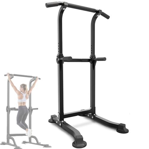 GarveeLife Power Tower - Pull Up & Dip Station for Home Gym, Heavy Duty 330Lbs Free Standing Workout Equipment with Adjustable Height 65