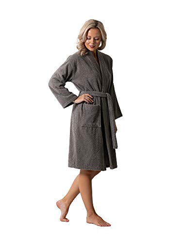 Image of Luxurious Turkish Terry Kimono Collar Super-Soft Terry Absorbent Bathrobes for Women