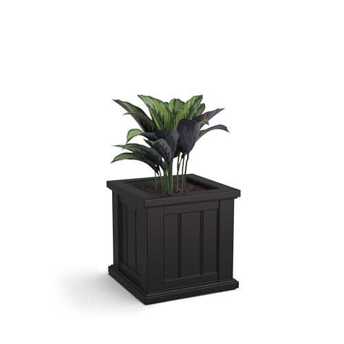 Mayne Cape Cod 14in Square Planter Black 14in L x 14in W x 14in H with 31 Gallon Built In Water Reservoir 4836 B