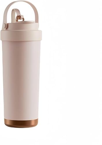 Emuia ストロー付き タンブラー セラミックコーティング 500ml 真空断熱 保冷 保温 こぼれない 蓋付き 大容量 車載対応 ドリンクホルダー サイズ スリム設計 コーヒー 水筒 携帯 オフィス 通勤 アウトドア スポーツ (ピンク-750ML)