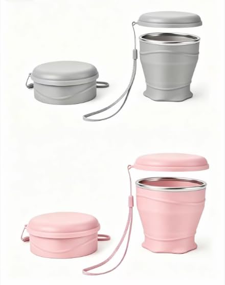 Ddxycfzy 2Pack 6oz/180ml Portable Foldable Silicone Collapsible Cup