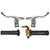 cyclingcolors Motorrad Lenkergriffe Set Moped Roller Gasgriff Brems-/Kupplungshebel Links Rechts – 22 mm Lenker – Rutschfeste Gummigriffe – Racing Design Fahrkomfort, zink und schwarz
