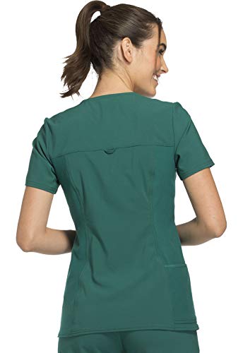 Iflex Scrubs For Women V-Neck Top With Stretchy Knit Side Panels Ck605, S, Hunter Green #TOP4