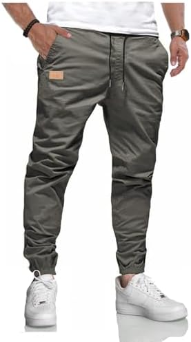LIUPMWE Herren Hose Chino Cargo Hose Jogginghose Herren Baumwolle Casual Sweatpants Herren Freizeithose Elastische Pants Taille mit Kordelzug Taschen