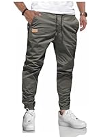 LIUPMWE Herren Hose Chino Cargohose Jogginghose Baumwolle Casual Sporthose Sweatpants Herren mit Taschen Freizeithose Elastische Taille mit Kordelzug,XL,Grau