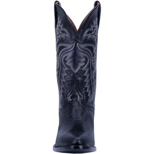 Image of Dan Post Mens Winston Lizard Embroidered Pull On Round Toe Dress Boots Mid Calf - Black