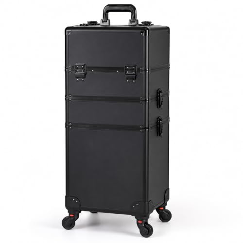 Image of SHAMAX Professional Rolling Makeup Case, Cosmetic Organizer Trolley, Makeup Artist Trolley for Hairdressers /Salons /Beauty Lovers, 360 Universal Wheels (AB3 /Trolley)