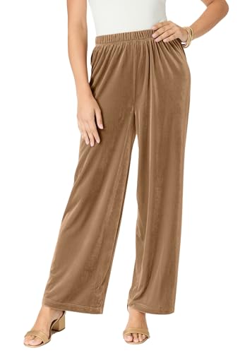 Roaman's Women's Plus Size Wide Leg Velour Pant
