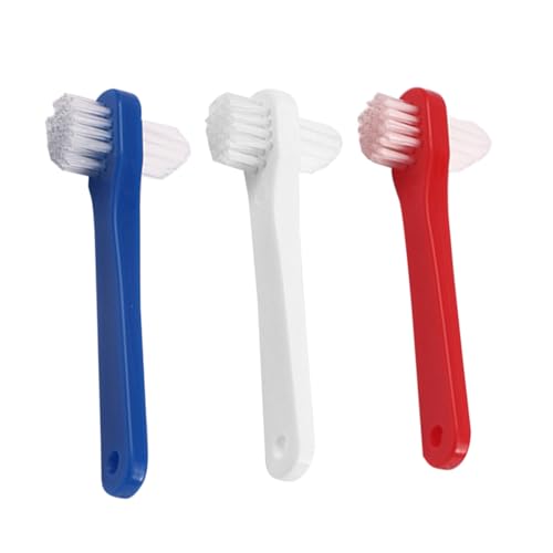 WEKADRIN 3 piezas Cepillo Doble Cabezal para Dentaduras Postizas Ergonómico y Portátil Cerdas Suaves para Limpieza Segura y Cuidado Adultos