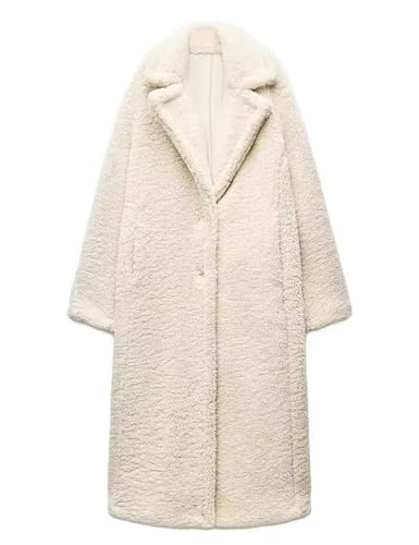 Veste longue d'extérieur douce avec col cranté et polaire