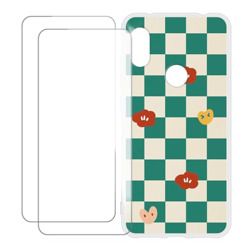 UOGNADGD Xiaomi Redmi Note 6 Pro �Ƃ̌݊������� �J�X�^���J���t���P�[�X�{�����K���X�ی�t�B����2���t�� ? �Ռ��z�������h�~ (�΂̊i�q��)