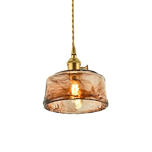 Suspension en verre ambré Lalmans luminaire pour îlot cuisine
