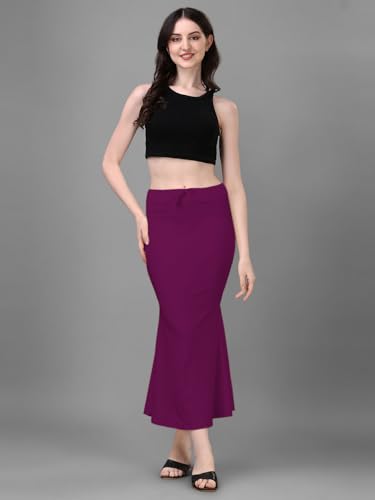Image of Women's Saree Shapewear Petticoat, Cotton Blend Stretchable Mermaid Skirt, High Waist Tummy Control, Smooth Curve Fit with Adjustable Drawstring