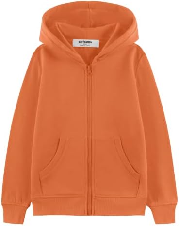 Kid Nation Kids Soft Brushed Fleece Zip-Up Hooded Sweatshirt Hoodie for Boys or Girls M Orange