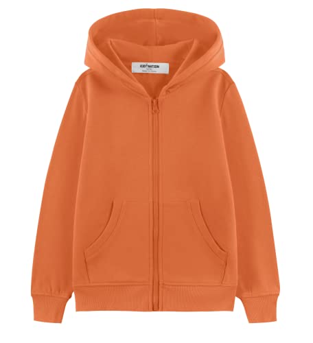 Kid Nation Kids Soft Brushed Fleece Zip-Up Hooded Sweatshirt Hoodie For Boys Or Girls M Orange #TOP24