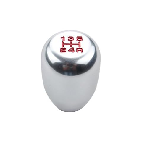DEWHEL 5 Speed Manual Gearbox Shift Knob M12x1.25 Screw On Aluminum Silver Cover