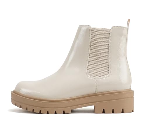 Image of Soda Pilot ~ Women Lug Sole Low Heel Chelsea Fashion Ankle Bootie w /Double Elastic Gore